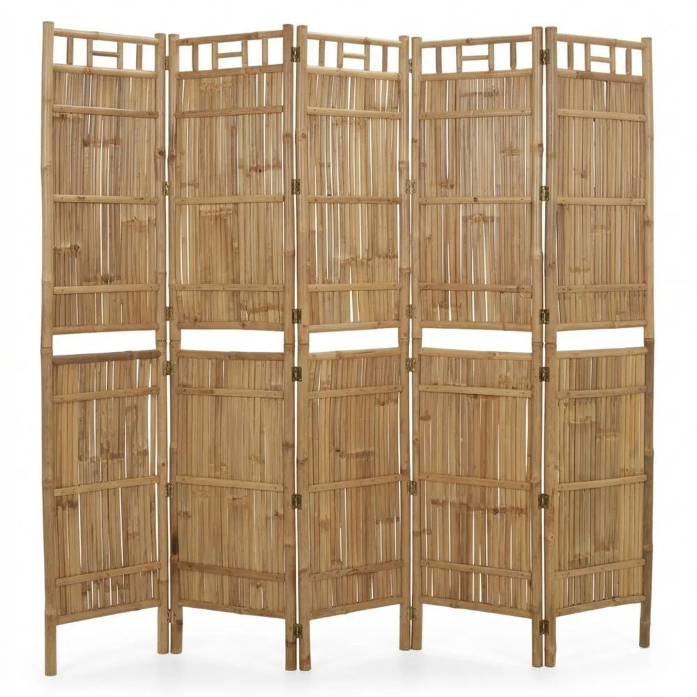 Faltbarer Bambus-Raumteiler 200x180 cm im tropischen Design