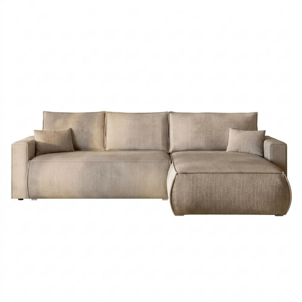 Schlafsofa mit Bettkasten für Wohnzimmer, Freistehende Couch in Beige