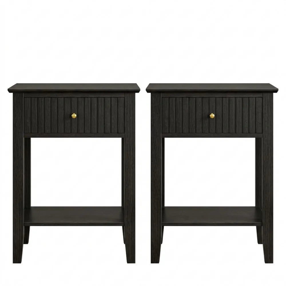 Retro Nachttisch mit Schublade aus Massivholz für Schlafzimmer