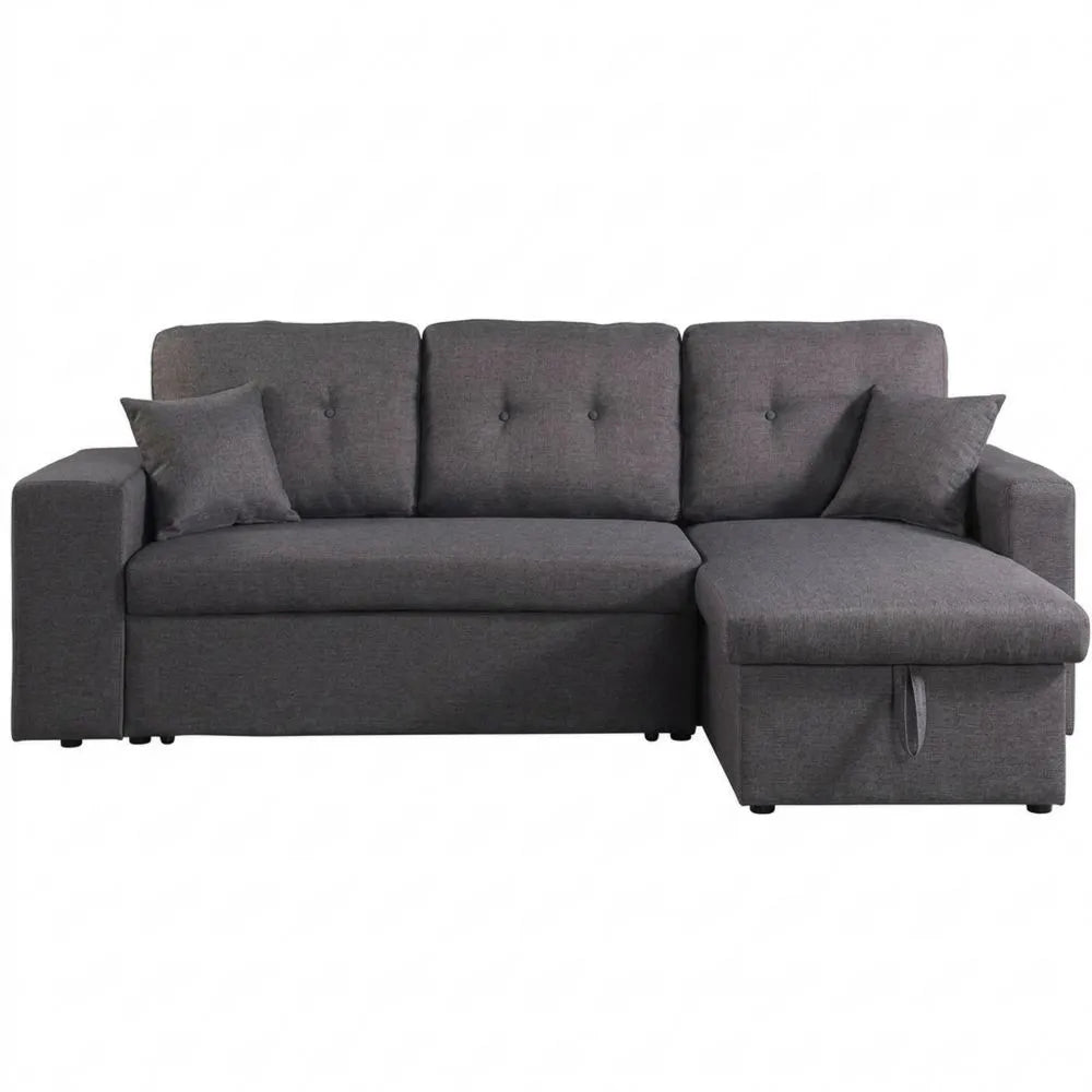 Reversibles Ecksofa mit Schlaffunktion und grauem Stoff