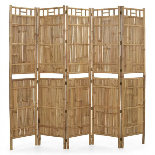Faltbarer Bambus-Raumteiler 200x180 cm im tropischen Design
