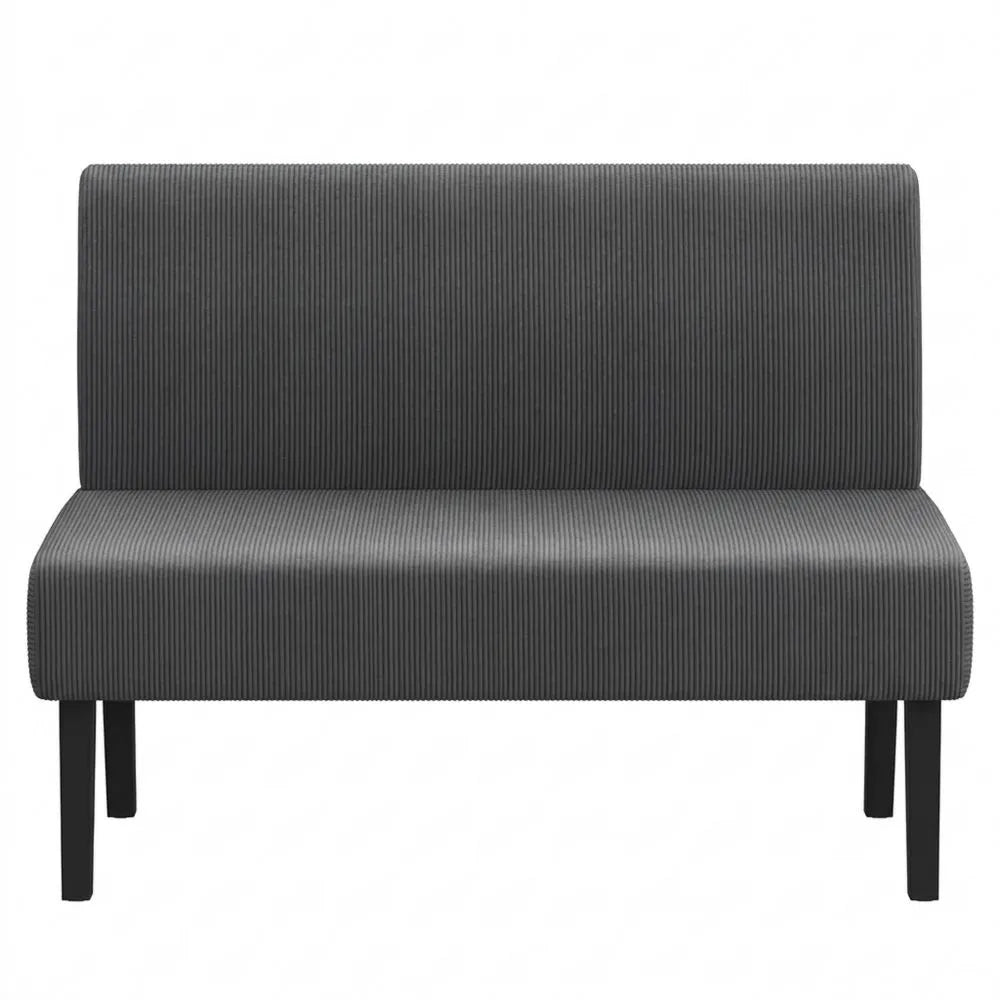 Modernes 2-Sitzer Loungesofa im Corddesign ohne Armlehnen, Grau