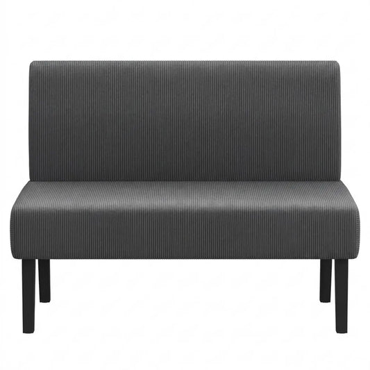 Modernes 2-Sitzer Loungesofa im Corddesign ohne Armlehnen, Grau