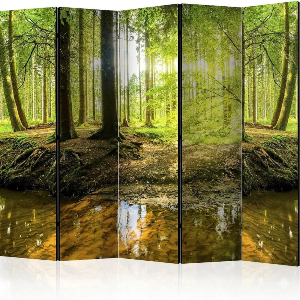 Raumteiler Waldmotiv auf Vlies-Leinwand 225x172 cm beidseitig bedruckt