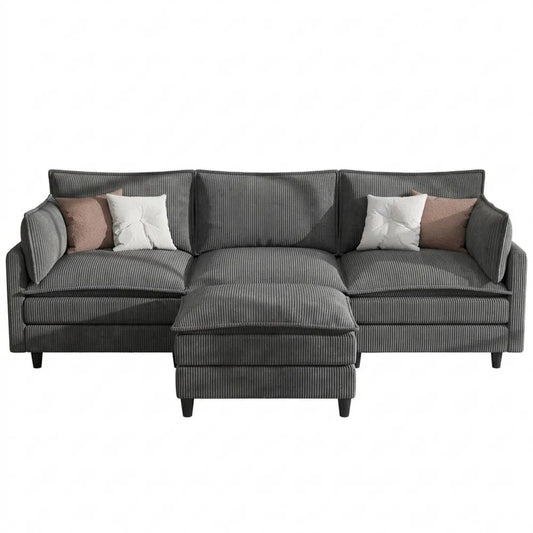 Ecksofa mit Schlaffunktion und Aufbewahrungstasche, Grau