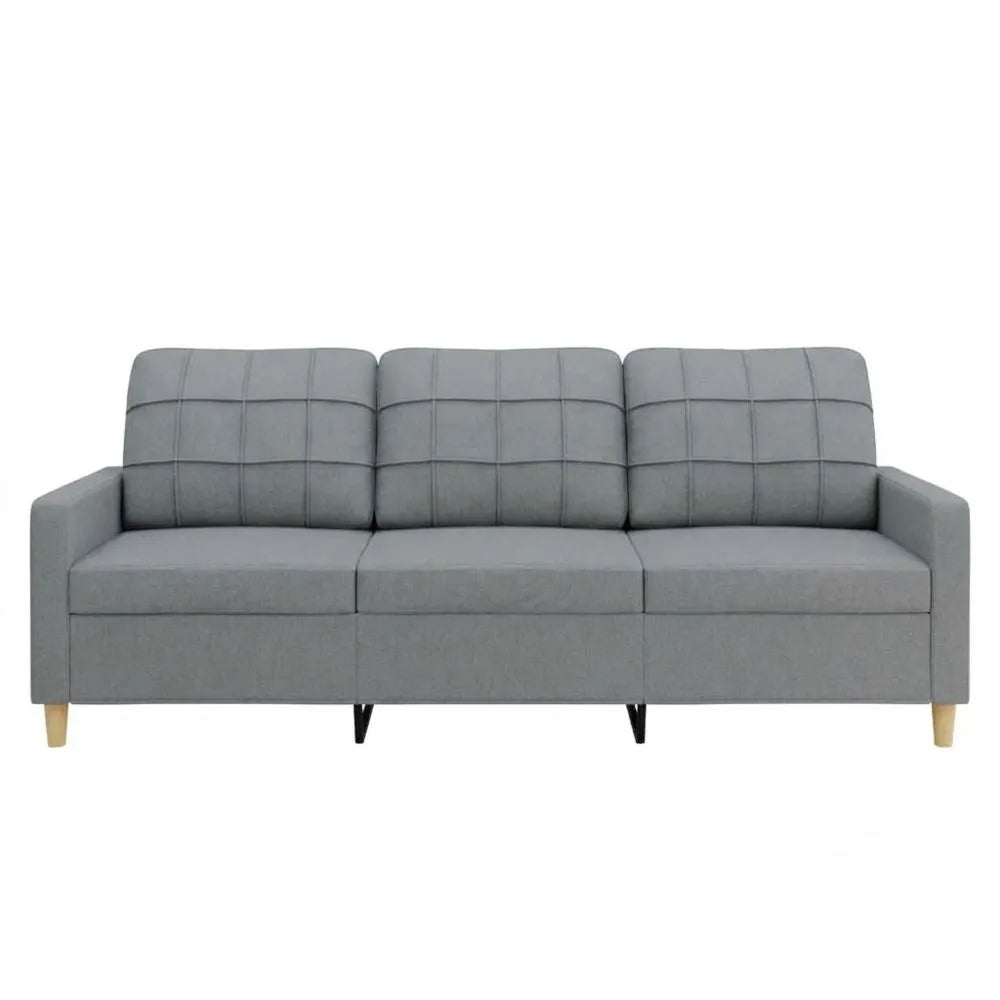 Moderne Sofagarnitur: 3-Sitzer, 2-Sitzer, Sessel und Hocker in Hellgrau