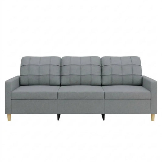 Moderne Sofagarnitur: 3-Sitzer, 2-Sitzer, Sessel und Hocker in Hellgrau